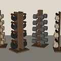 Sports Equipment Dumbbell Storage Racks With Wooden Frame And Organized Dumbbells For Fitness Gym