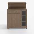 Brown Wooden Entryway Cabinet Sideboard With Drawers Glass Doors And Shelves