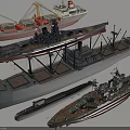 Different Types Of Detailed Water Vehicle Models Including Warships Cargo Ships And Submarines