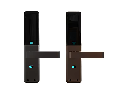 Smart Electronic Door Lock Handles With Blue Indicator Light In Black And Brown 3d model