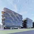 Modern Curved High Rise Apartment Building With Glass Facade Balconies And Ocean View Sunset Sky