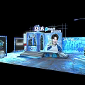 Senda Wonder Stage Display With Modern Blue Theme And Figure Image Decorative Elements