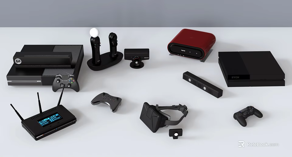 Modern Headphone Speaker With Gaming Gear And Electronic Devices For Home 3d model 