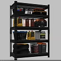 Sturdy Heavy Duty Shelf With Toolboxes Jars Buckets And Tires For Garage Storage