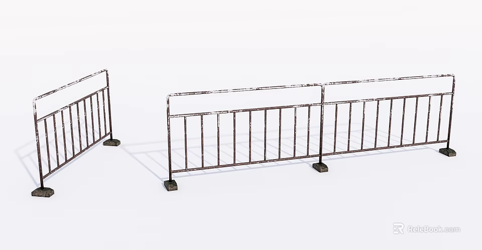 Metal Fence Barrier With Rail Design For Safety And Crowd Control 3d model 