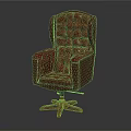 Red Tufted Armchair With Orange Swivel Base And Elegant Button Details