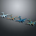 Various Colorful Airplane Toy Models Showcasing Unique Design Details In Row