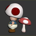 Cartoon Mushroom Character With Red Spotted White Cap And Small Pink Mushroom Friend