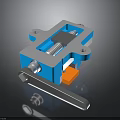 Industrial Blue Mechanical Device With Metal Base Spring And Control Knob