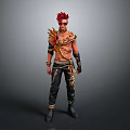 Man With Red Hair And Sunglasses Wearing Decorative Shoulder Wings Black Pants Gold Accents