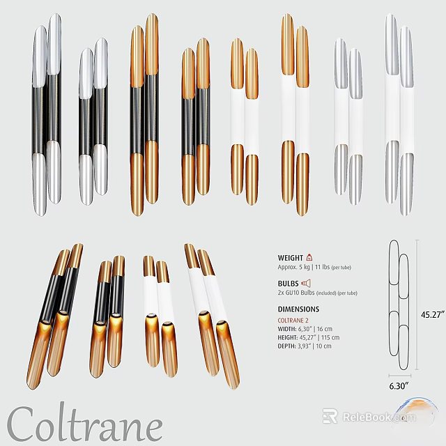 Modern Wall Lamps With Multiple Designs Golden Black White Colors And Size Details 3d model 