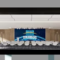 Modern Conference Room In Innovation Center With Large Screen Earth Pattern And Arranged Chairs