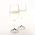 Elegant Wine Glasses Filled With Light Colored Wine On White Table Surface 3d model
