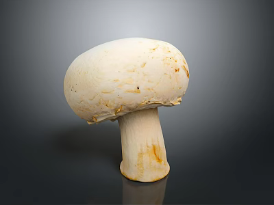 Whole Fresh Edible White Mushroom with Smooth Cap and Firm Stem 3d model