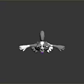Cartoon 3D Character With Gray Body Blue Glowing Patterns Purple Nose Open Arms Standing
