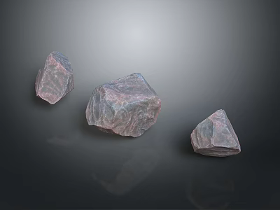 Natural Stone Pieces Featuring Different Sizes Pink Purple Hue and Textured Surfaces 3d model