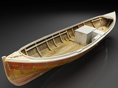 Handcrafted Wooden Boat Interior With Storage Box And Wood Grain Details 3d model