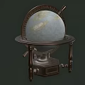 Vintage Globe Decorative Ornament Set With Metal Stand And Wooden Base For Home Decor