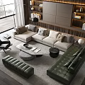 Modern Living Room Sofa And Coffee Table Set With Throw Pillows Ottoman And Area Rug