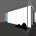 Modern Public Office Space With Glass Partitions Wooden Walls And Stone Decor