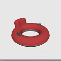 Red Round Furniture With Black Handles And Side Protrusion Feature