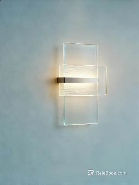 Modern Transparent Glass Wall Light With Sleek Metal Accent And Soft Lighting 3d model 