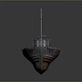 Rusted Old Ship With Weathered Hull Blue Red Color And Mast