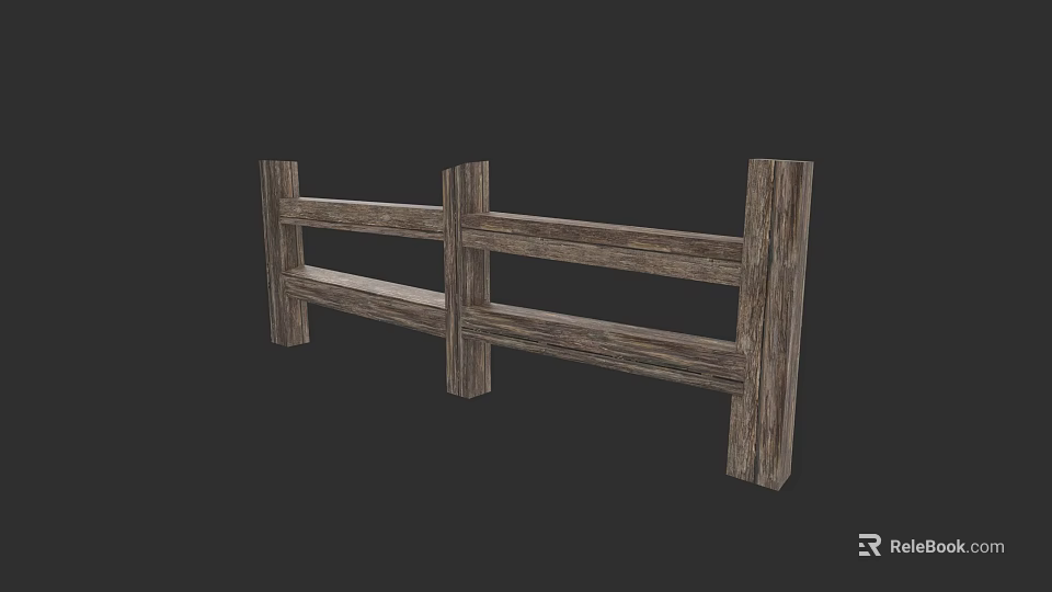 Classic Outdoor Rustic Wooden Fence With Natural Texture And Plank Design 3d model 