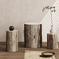 Log Corner Stool 3d model