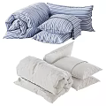 Blue and White Striped and Gray Folded Towels for Home Bathroom Use