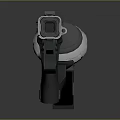Modern Tactical Pistol with Textured Black Grip Silver Body Red Trigger and Magazine