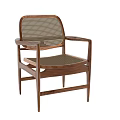 Minimalist Leisure Chair With Wooden Frame Rattan Mesh Back And Seat