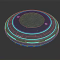 Futuristic Circular Spacecraft with Blue Ring Lights for Space Exploration Missions 3d model