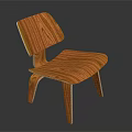 Modern Orange Wooden Chair With Curved Back And Sturdy Legs Design