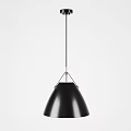 Black Egg Shaped Hanging Pendant Light With Metallic Bracket For Minimalist Interior Design 3d model
