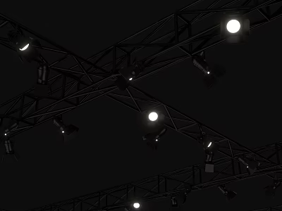 Public Facility Stage Lighting System With Metal Truss And Illuminated Fixtures 3d model
