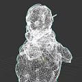 Cybernetic Warrior Character With Mechanical Head Blue Glowing Eyes And Armored Body