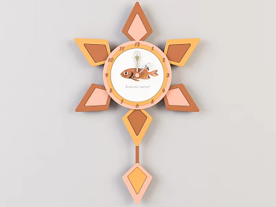 Star Shaped Decorative Wall Clock With Geometric Petals And Round Dial 3d model