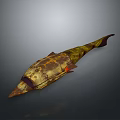 Decorative 3D Art Fish With Unique Yellow Brown Texture And Detailed Elongated Body Design