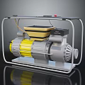Industrial Air Compressor With Metal Frame Yellow Motor And Red Control Button