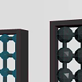 Modern Black Room Dividers With Grid Pattern Three Panels Minimalist Design 3d model