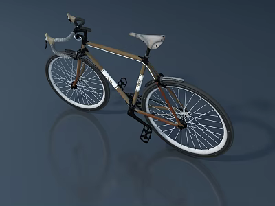 Elegant Brown Bicycle With White Seat Curved Handlebars And Black Wheels 3d model