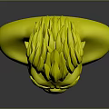 3D Fictional Character Bust Featuring Angry Expression Spiky Hair And Thick Eyebrows