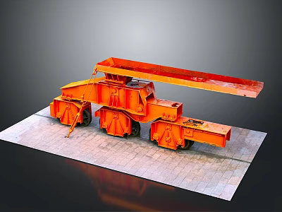 Orange Industrial Mining Transport Equipment with Multiple Wheels Heavy Duty Structure 3d model