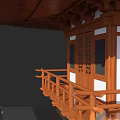 Traditional Ancient Pagoda Five Story Wooden Structure With Curved Eaves And Carved Windows
