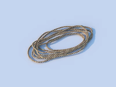 Golden Twisted Rope Household Item Coiled Together On Light Blue Background 3d model