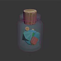 Clear Transparent Glass Bottle With Golden Lid And Colorful Geometric Shapes Inside