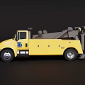 Yellow Tow Truck With Blue Logo And Heavy Duty Towing Equipment