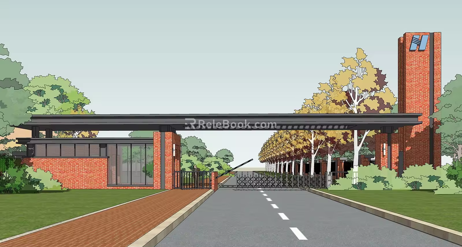 Modern Gate Factory Gate 3d model