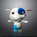 Cute White Blue Orange Cartoon Creature With Big Eyes And Open Arms
